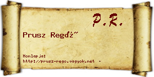 Prusz Regő névjegykártya